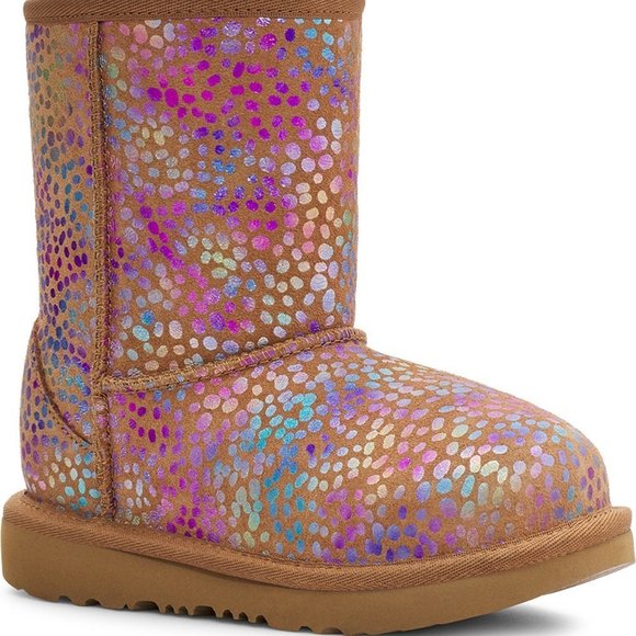 NIB UGG YOUTH 6 WOMENS 8 CLASSIC SHORT SPOTS METALLIC‎ WINTER BOOTS CHEST… - Picture 1 of 7